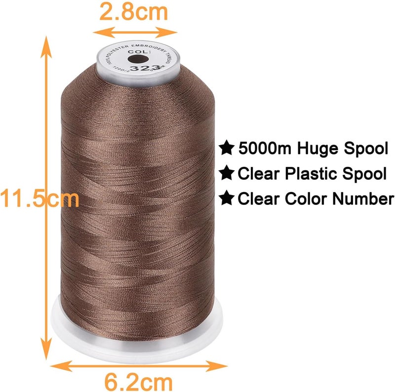 New brothread - 2 Huge Spools 5000M Each Polyester Embroidery Machine Thread 40WT for Commercial and Domestic Machines - Light Brown - Image 2